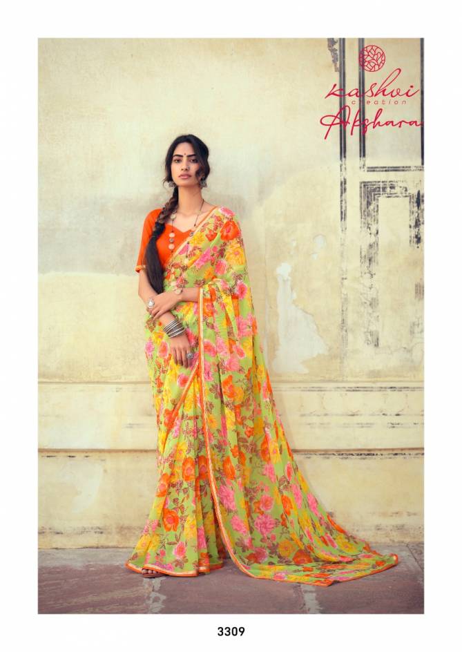 Kashvi Akshara Latest Fancy Designer Silk Casual Wear Chiffon Printed Saree Collection
